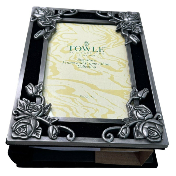 TOWLE Silversmiths Signature Frame and Frame Album Collection 4x6 Floral Pewter - Picture 7 of 9